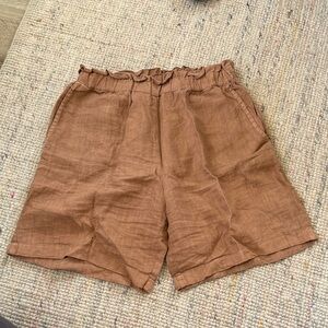 LA Relaxed Brown Linen Shorts